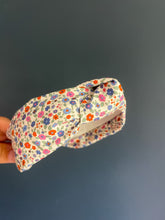 Load image into Gallery viewer, Evie Blue Floral Topknot Headband
