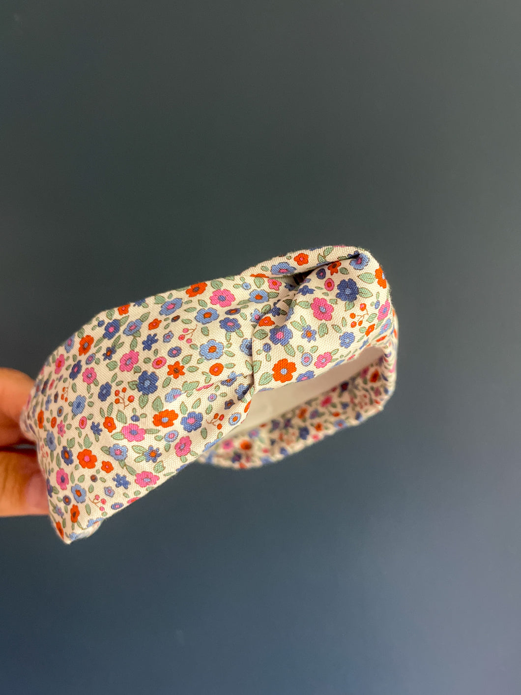 Evie Blue Floral Topknot Headband