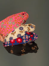 Load image into Gallery viewer, Aziza Neon Pink Floral Topknot Headband

