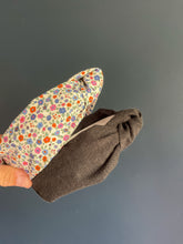 Load image into Gallery viewer, Evie Blue Floral Topknot Headband
