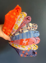 Load image into Gallery viewer, Fableism Blue Stitch Topknot Headband
