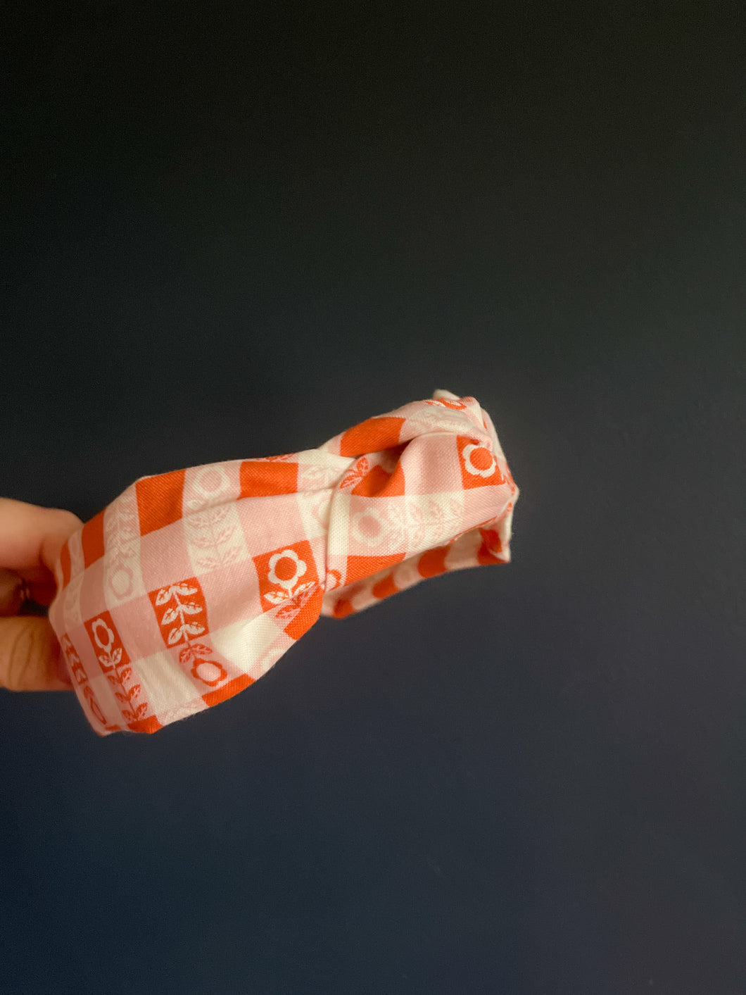 Flower Plaid Topknot Headband