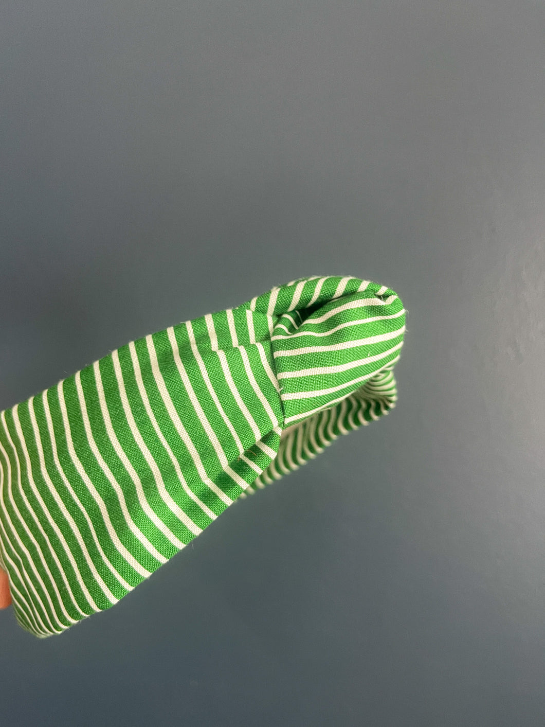 Green and White Striped Topknot Headband