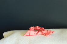 Load image into Gallery viewer, Pink and Red Grid Bow Scrunchie
