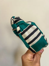 Load image into Gallery viewer, Teal Striped Quilted Topknot Headband
