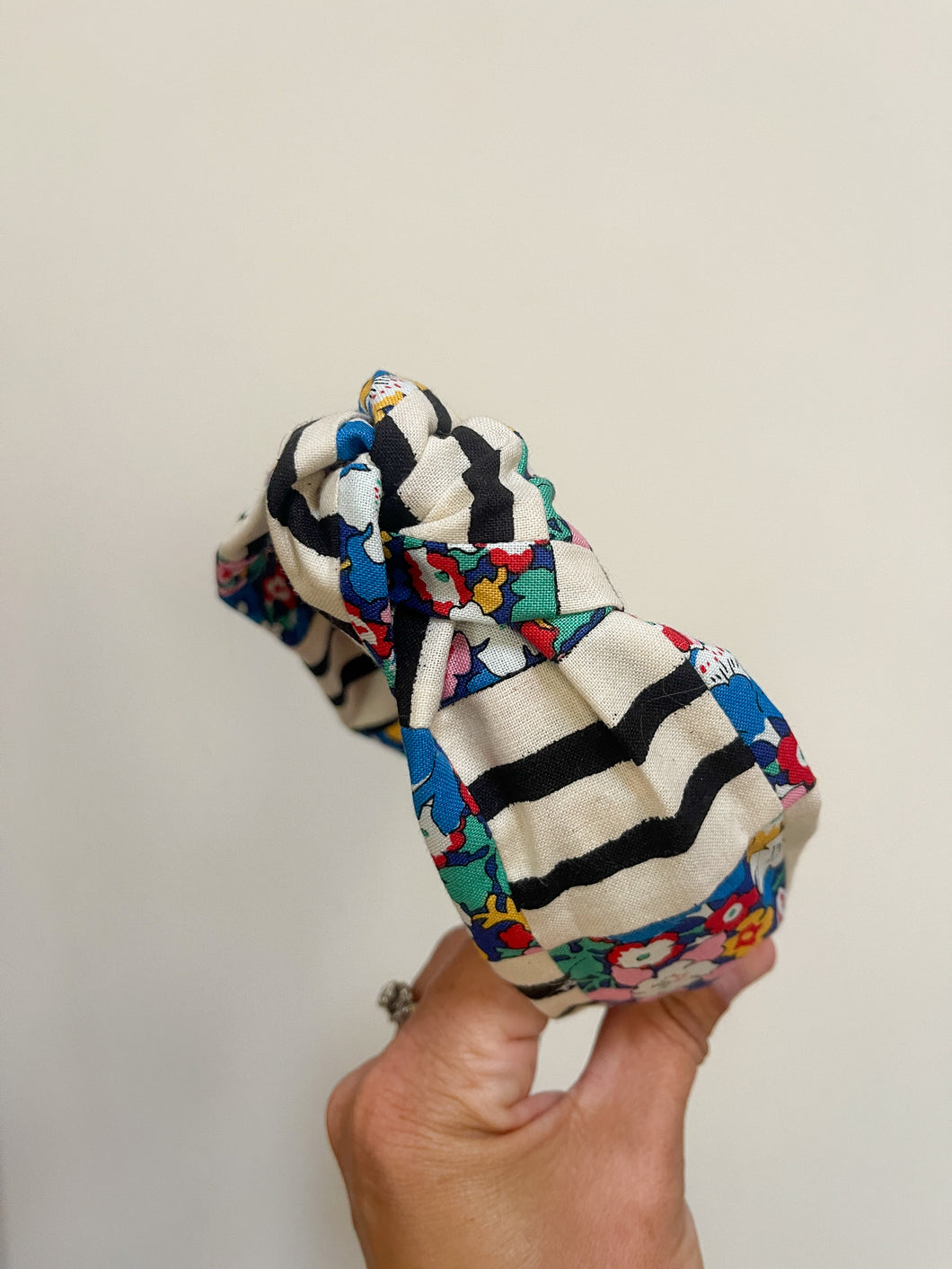 Striped Liberty Floral Quilted Topknot Headband