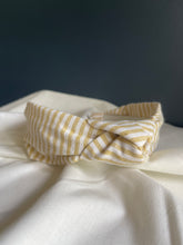 Load image into Gallery viewer, Mustard Striped Woven Topknot Headband
