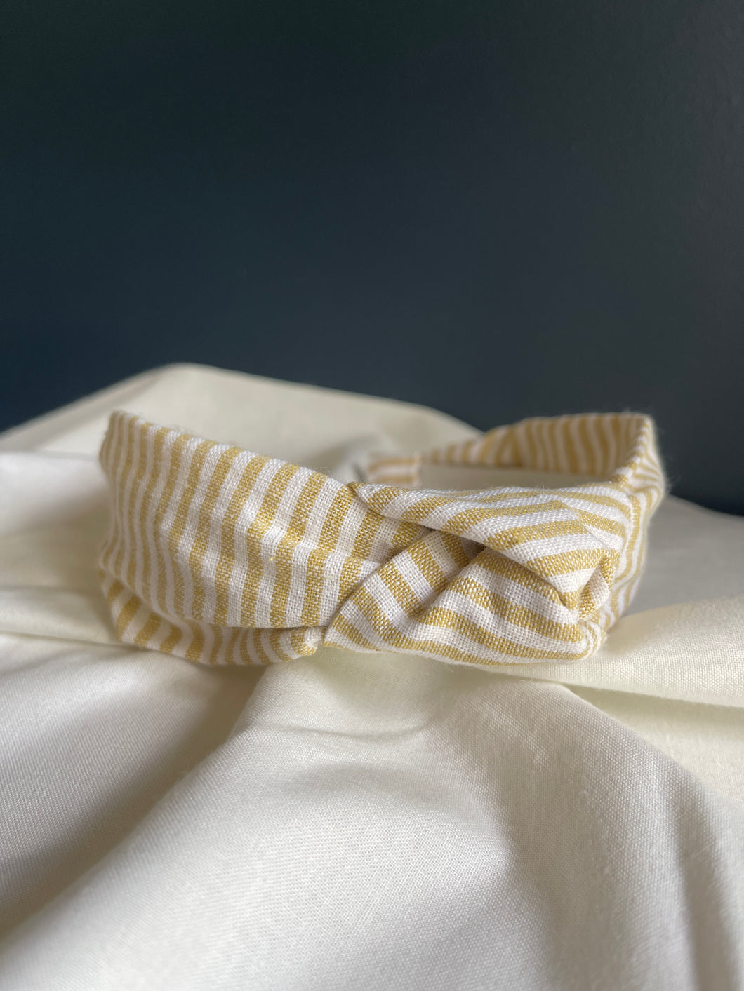 Mustard Striped Woven Topknot Headband