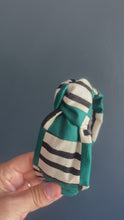 Load and play video in Gallery viewer, Teal Striped Quilted Topknot Headband
