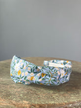 Load image into Gallery viewer, Daisy Fields in Blue Metallic Rifle Paper Co Topknot Headband
