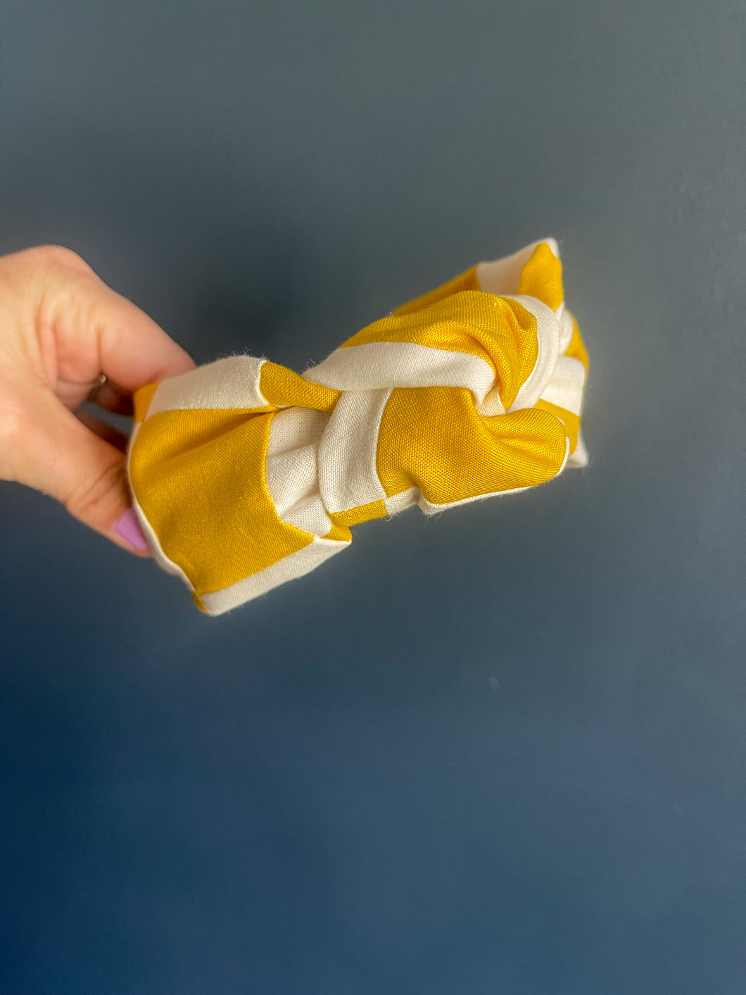 Yellow and White Quilted Topknot Headband